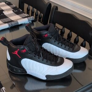 Nike Air Jordan Jumpman Pro Black and White Sneakers with Red Accents